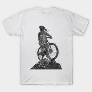 Mountain biker girl black and white T-Shirt